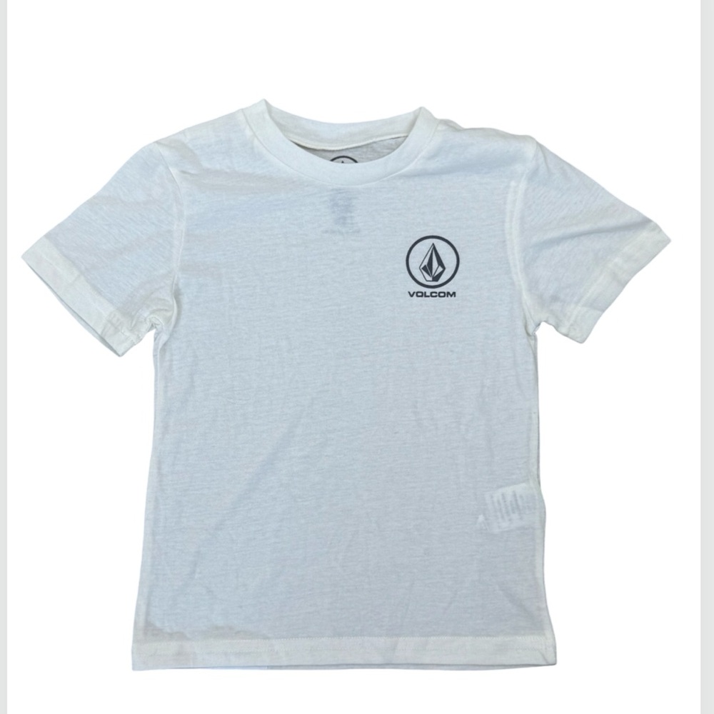 NWT Volcom White Lefty Surf Short Sleeve Tee Classic Design Boys 4 Medium